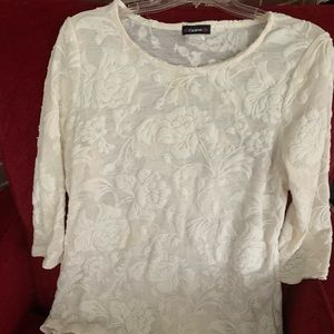 White on white top, 3/4 sleeves, L
